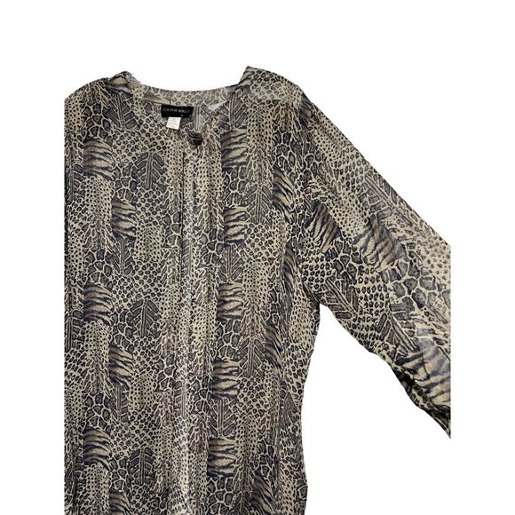 Silk For Africa Women's Long Sleeve Open Front Animal Print Cardigan Brown XL - Picture 6 of 6